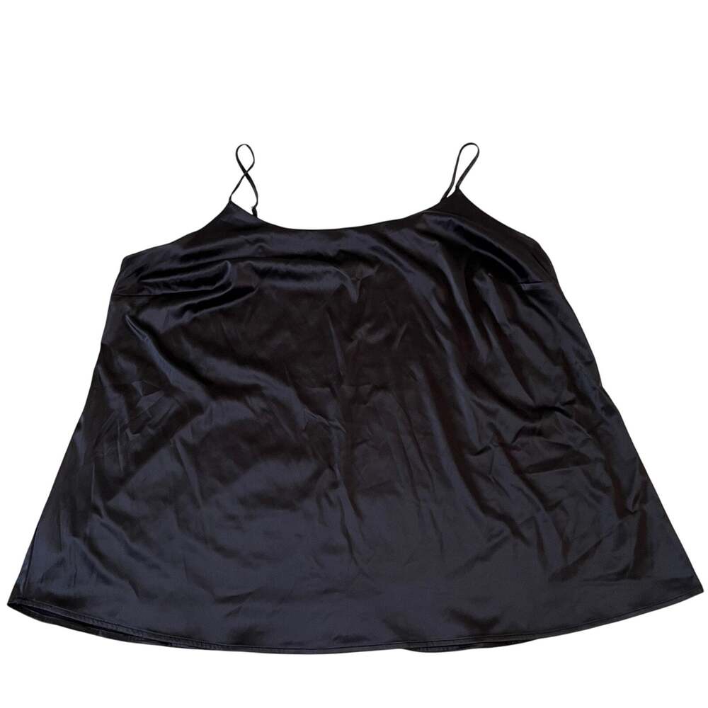 Black Satin Cami Tank Top Plus Sz 22 Layer Minimalist 2